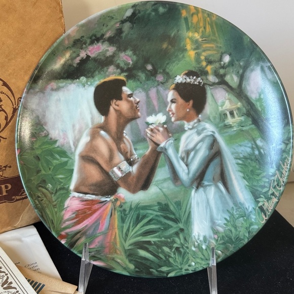 Edwin M Knowles Collector Plate with Certificate. “We Kiss In A Shadow” 1985 - Picture 2 of 11